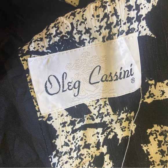 Vintage Designer Oleg Cassini Black & White 80’s Print Blazer - Picture 14 of 15